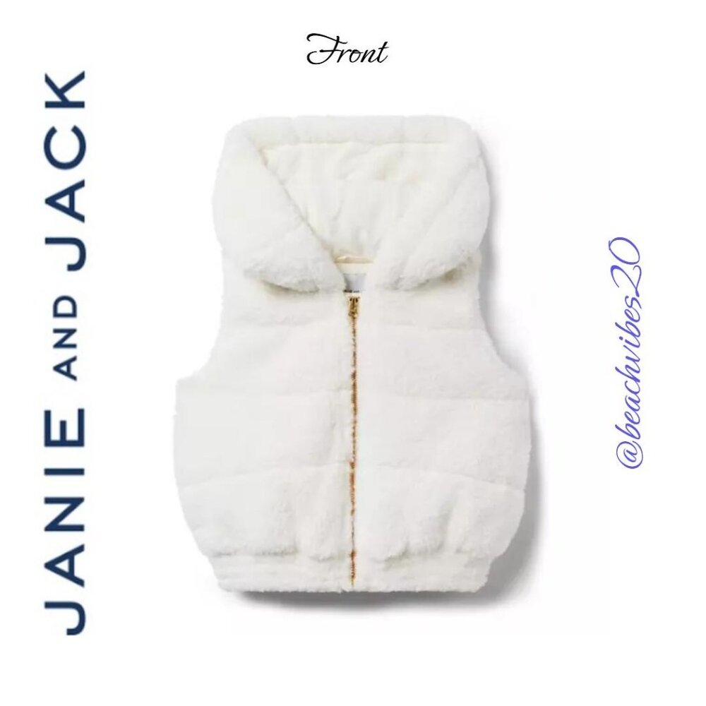 JANIE AND JACK The Plush Faux Fur Vest Cream and Sugar Girls 10-12 NWT O-271